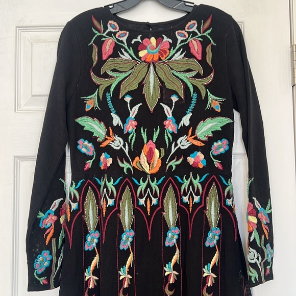 New Zara Women’s Black Embellished Embroidered Dress, Size Medium - Picture 2 of 5